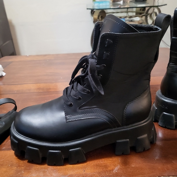 Prada Monolith Leather and Re-Nylon Boots with Pouch - Picture 11 of 16